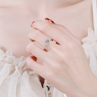 Dainty Snowflake Moissanite Ring in 925 Sterling Silver | 0.3ct & 0.5ct Options