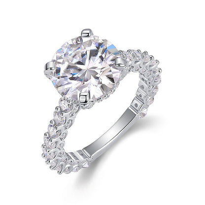 Dazzling Round Moissanite Ring in Sterling Silver