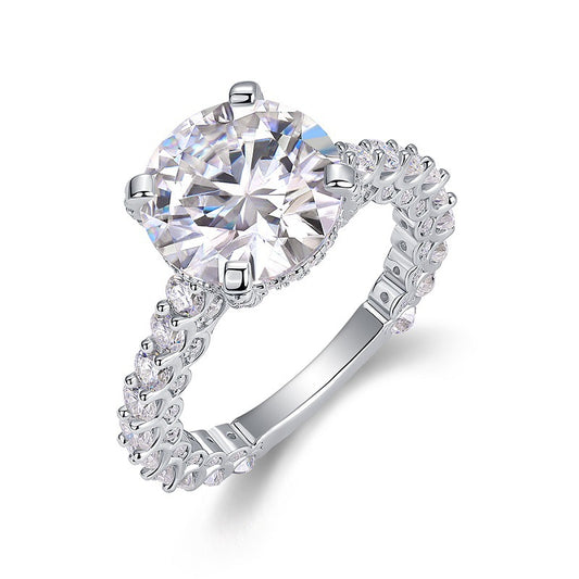 Dazzling Round Moissanite Ring in Sterling Silver