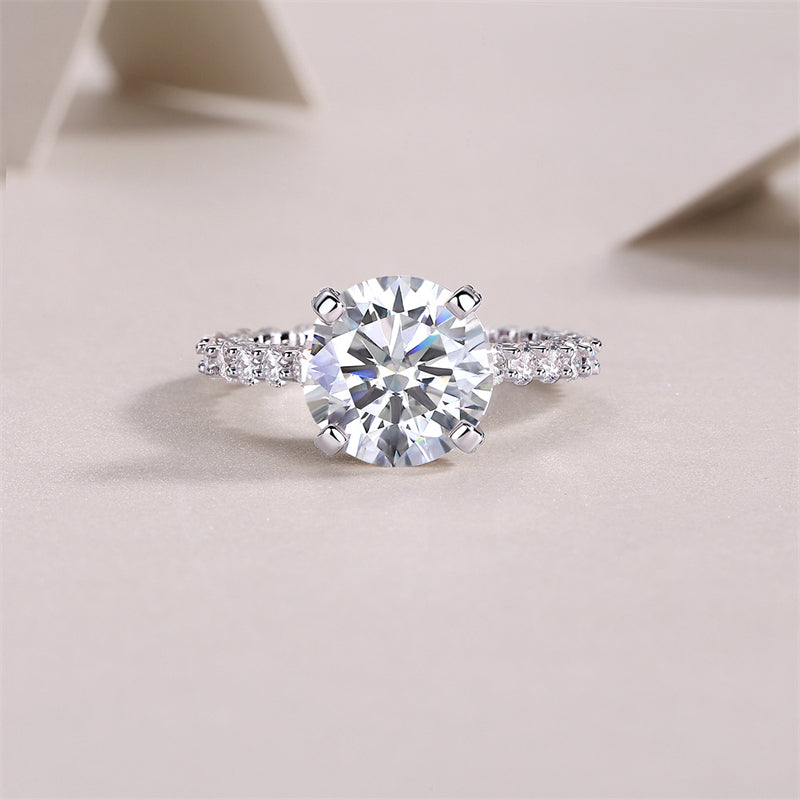 Dazzling Round Moissanite Ring in Sterling Silver