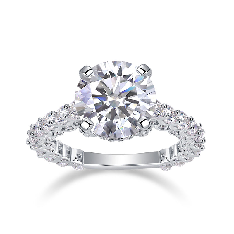 Dazzling Round Moissanite Ring in Sterling Silver