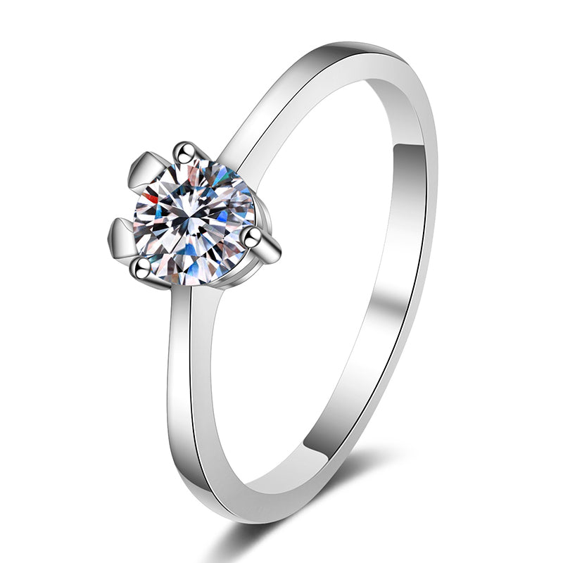 Deer Antler Solitaire Moissanite Ring - 925 Sterling Silver Cute Adjustable Ring