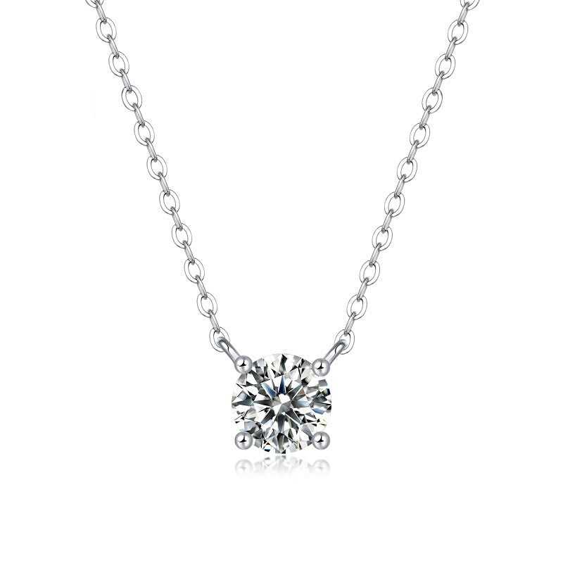 Delicate Collarbone Chain Necklace Featuring Moissanite