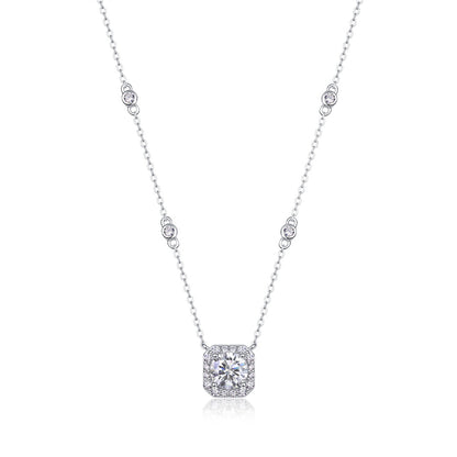 Delicate Cross Chain Necklace Featuring Moissanite Accents