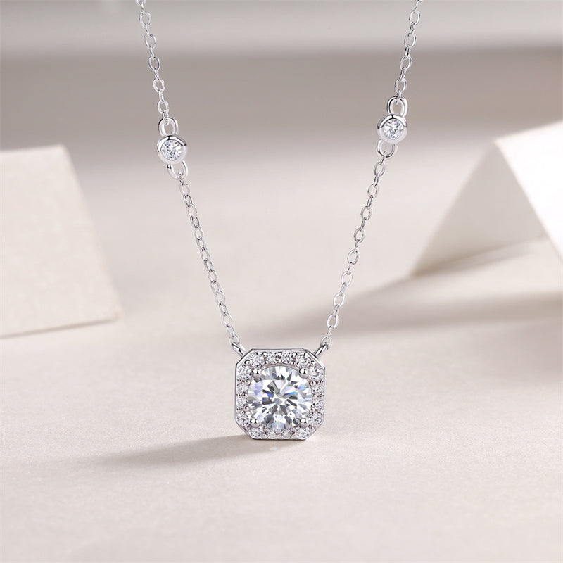 Delicate Cross Chain Necklace Featuring Moissanite Accents
