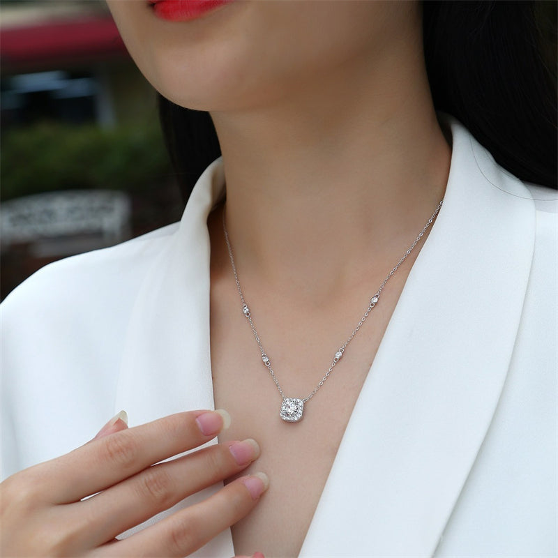 Delicate Cross Chain Necklace Featuring Moissanite Accents