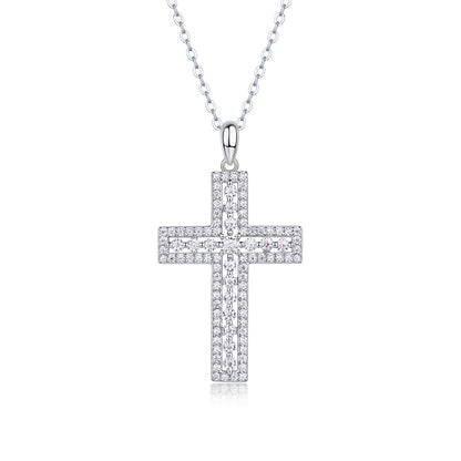 Delicate Cross Chain Necklace Featuring Moissanite Accents