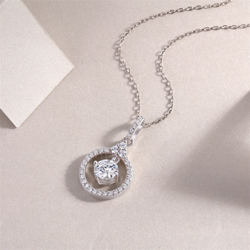 Delicate Cross Chain Necklace Featuring Round Moissanite