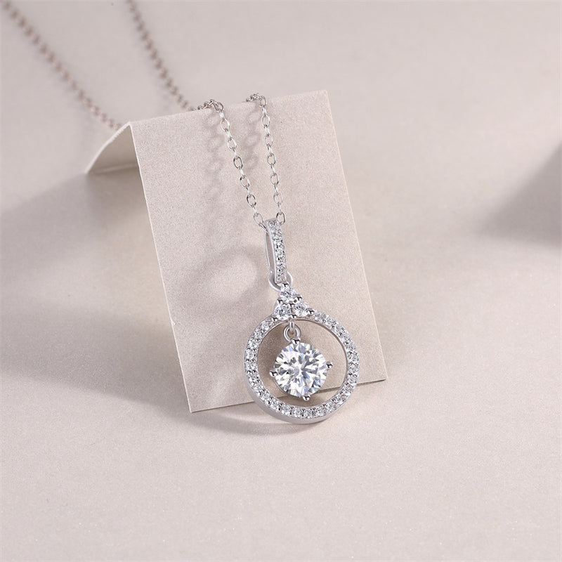 Delicate Cross Chain Necklace Featuring Round Moissanite