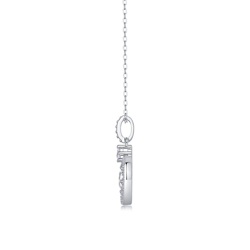 Delicate Cross Chain Necklace Featuring Round Moissanite