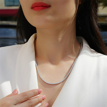 Delicate Cuban Chain Necklace Featuring Tiny Moissanite Stones