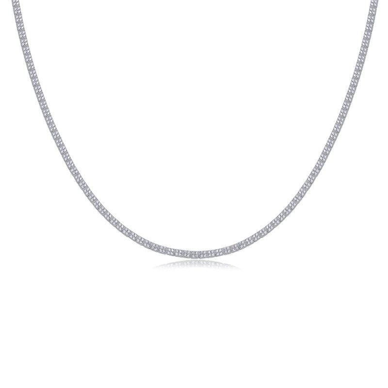 Delicate Cuban Chain Necklace Featuring Tiny Moissanite Stones