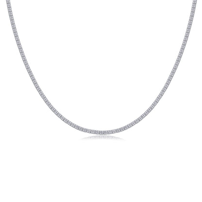 Delicate Cuban Chain Necklace Featuring Tiny Moissanite Stones