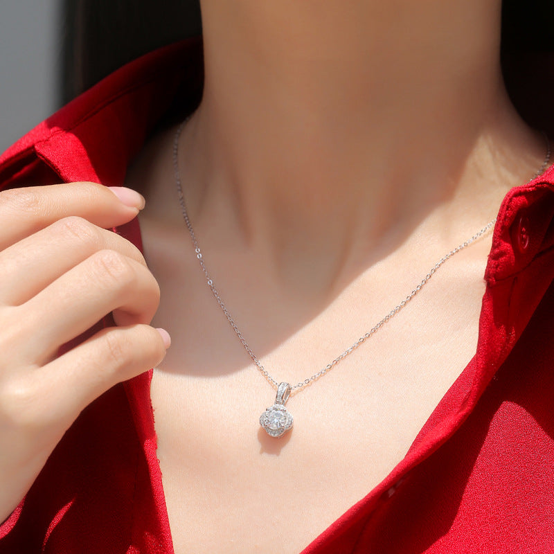 Delicate Floral Moissanite Pendant Necklace