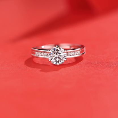Delicate Geometric Ring with Moissanite