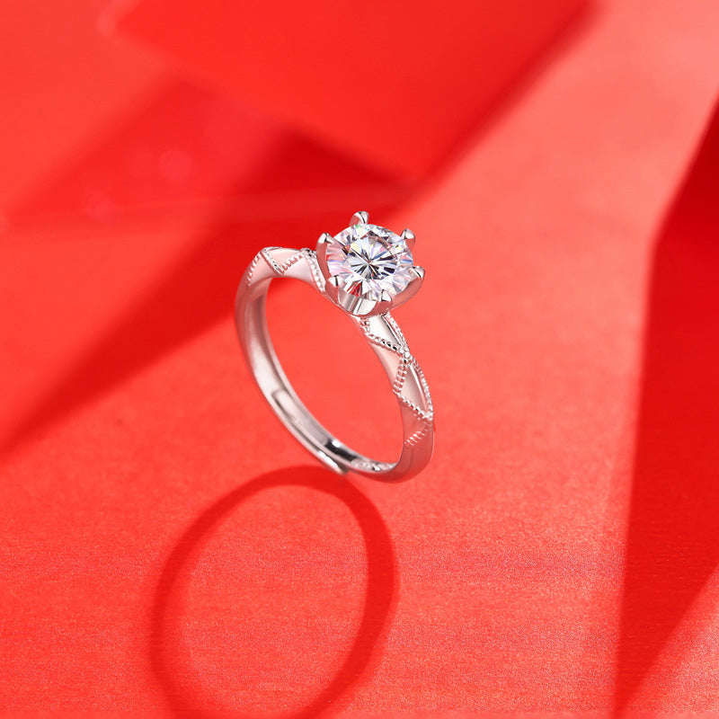 Delicate Geometric Ring with Moissanite