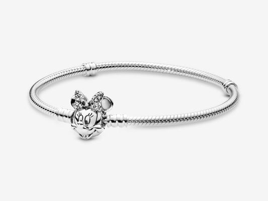 Disney Pandora Moments Pavé Minnie Mouse Clasp Snake Chain Bracelet