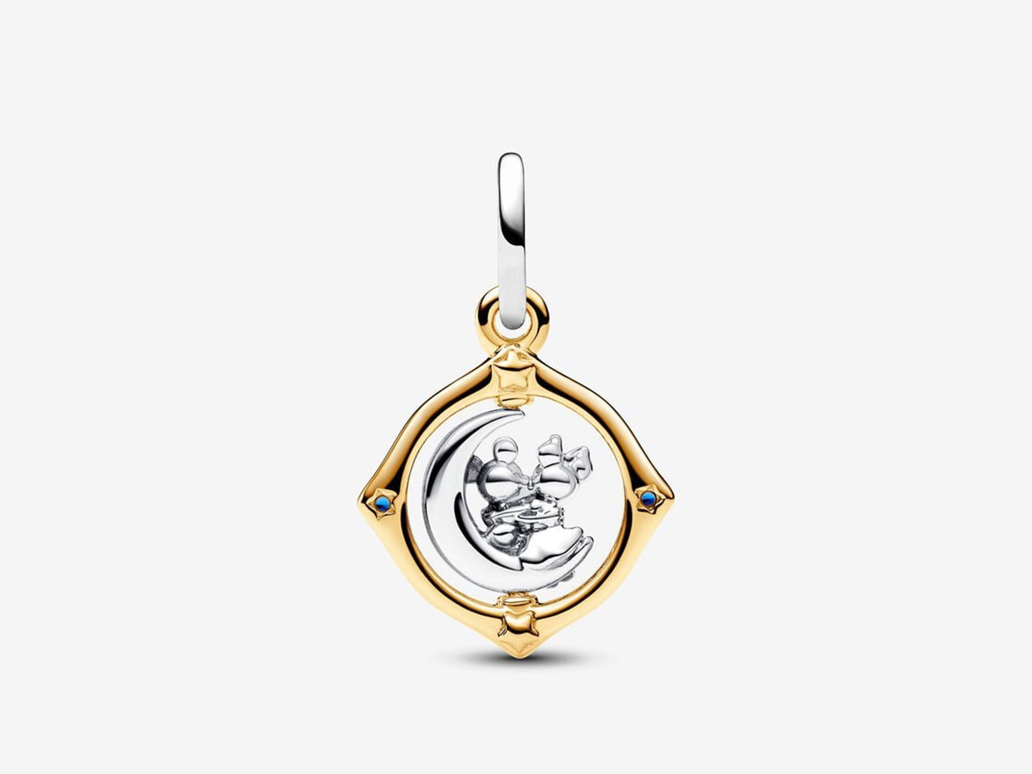 Disney Mickey Mouse & Minnie Mouse Two-tone Spinning Moon Dangle Charm