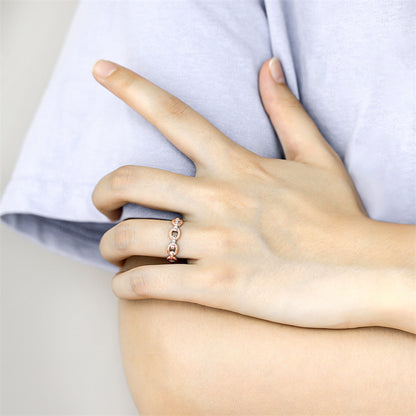 Double Chain 925 Silver Ring - Minimalist Openwork Band in Rose Gold & More