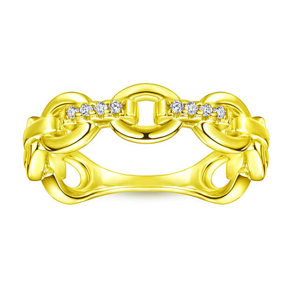Double Chain 925 Silver Ring - Minimalist Openwork Band in Rose Gold & More
