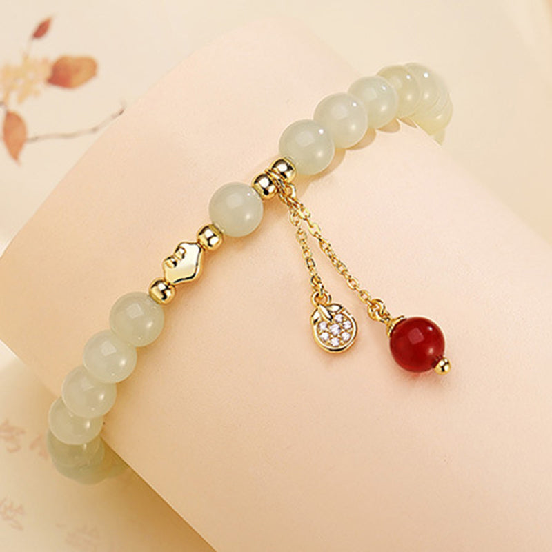 Dragon Zodiac Bracelet 925 Silver Jade & Carnelian