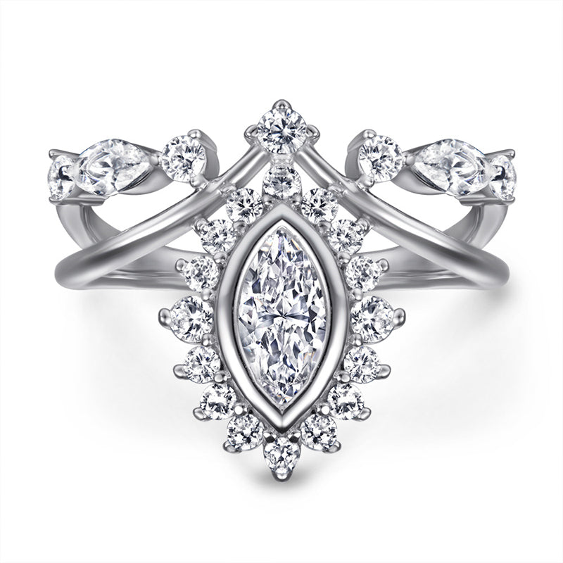 Dramatic Oval-Cut Zirconia 925 Silver Ring - Bold Statement Jewelry