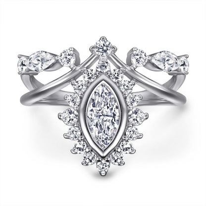 Dramatic Oval-Cut Zirconia 925 Silver Ring - Bold Statement Jewelry