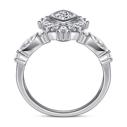Dramatic Oval-Cut Zirconia 925 Silver Ring - Bold Statement Jewelry