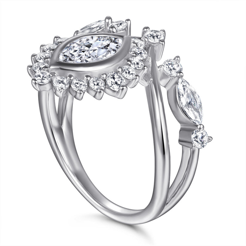 Dramatic Oval-Cut Zirconia 925 Silver Ring - Bold Statement Jewelry
