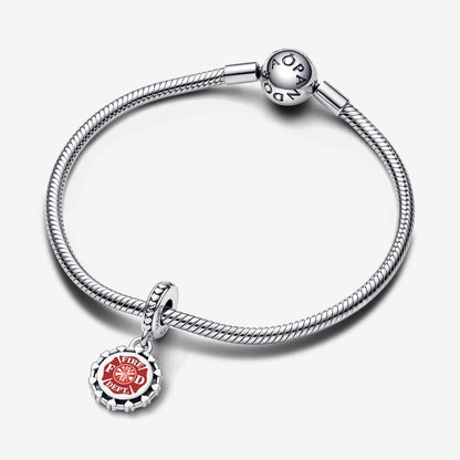 Firefighter Dangle Charm Red Badge Design
