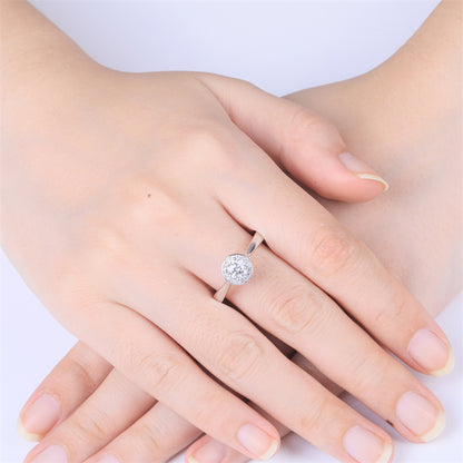 925 Sterling Silver Adjustable Open Ring for Women-0.5ct D Color Moissanite Bridal Ring, Elegant Floral/Cross/Animal Design, Wedding Engagement Gift
