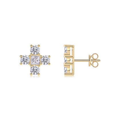 Elegant 925 Silver Moissanite Earrings with Cross Design