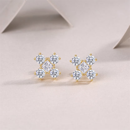 Elegant 925 Silver Moissanite Earrings with Cross Design