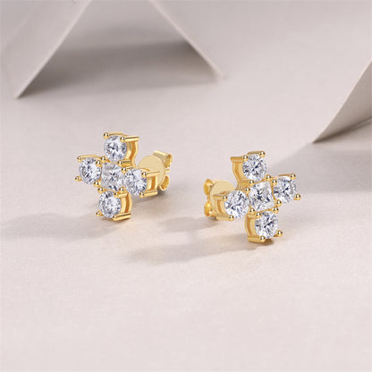 Elegant 925 Silver Moissanite Earrings with Cross Design