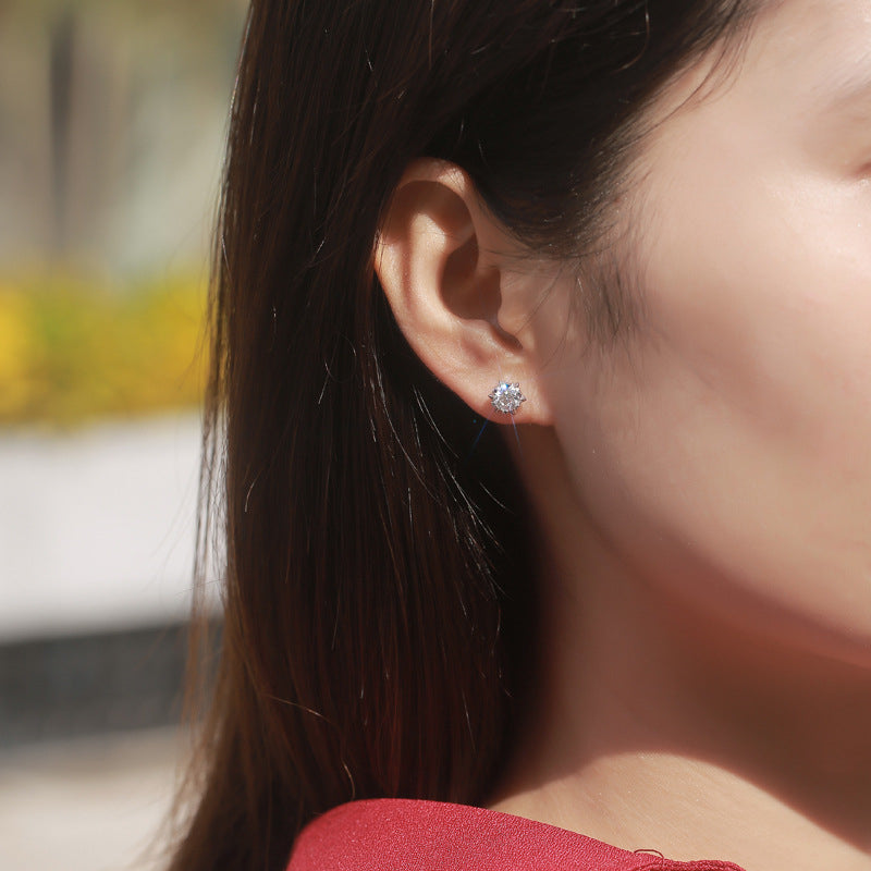 Elegant 925 Silver Moissanite Earrings with Hexagonal Design