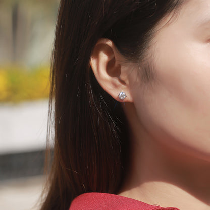 Elegant 925 Silver Moissanite Earrings with Hexagonal Design