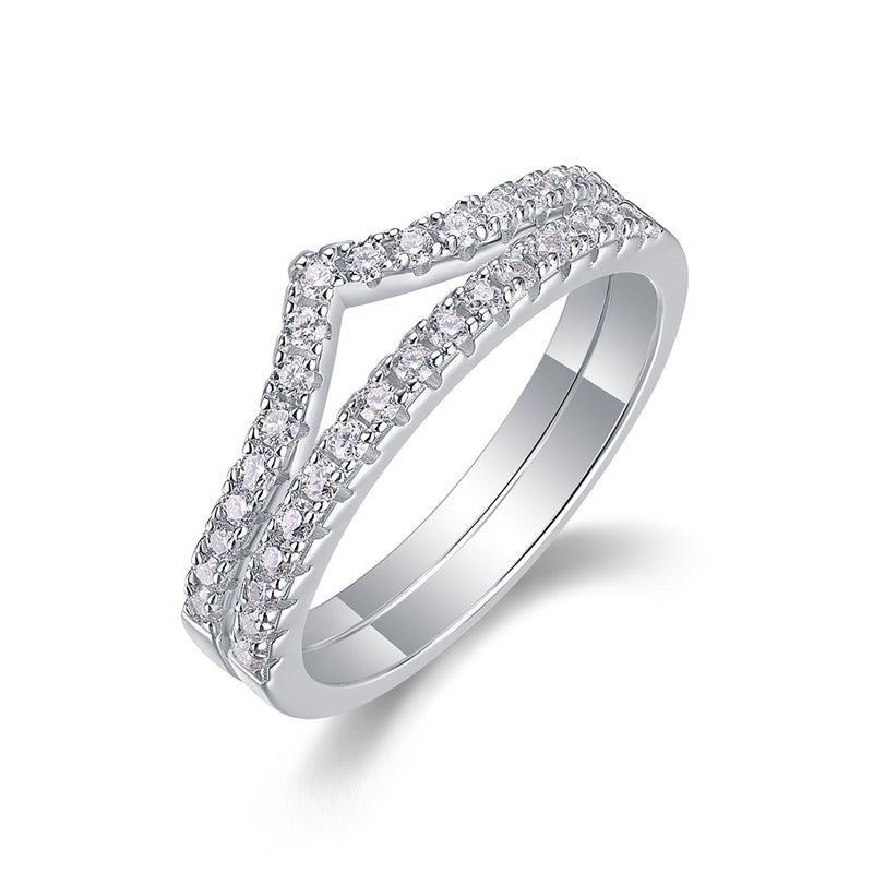 Elegant 925 Silver Round Shape Ring Set