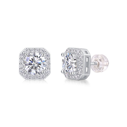 Elegant 925 Silver Square Moissanite Earrings