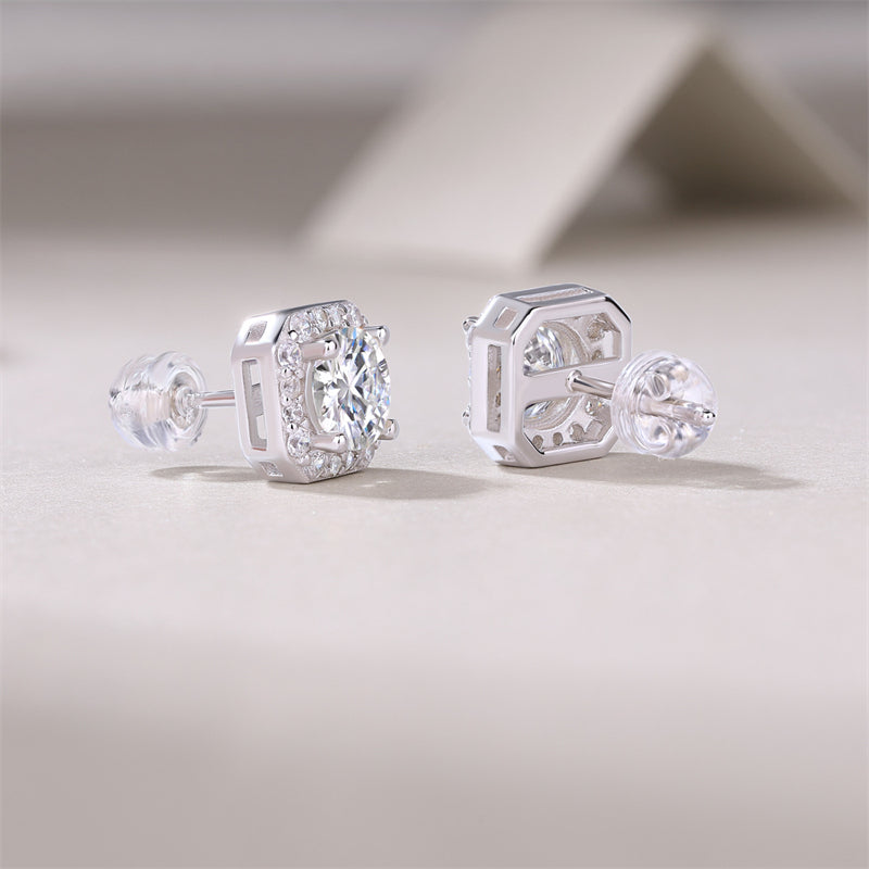 Elegant 925 Silver Square Moissanite Earrings