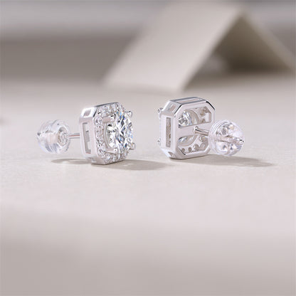 Elegant 925 Silver Square Moissanite Earrings