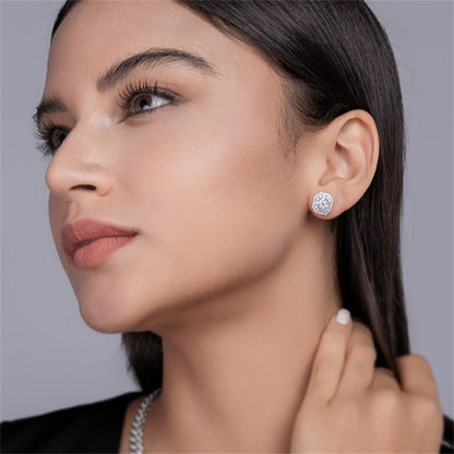 Elegant 925 Silver Square Moissanite Earrings