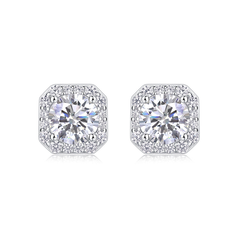 Elegant 925 Silver Square Moissanite Earrings