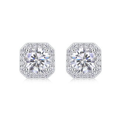 Elegant 925 Silver Square Moissanite Earrings