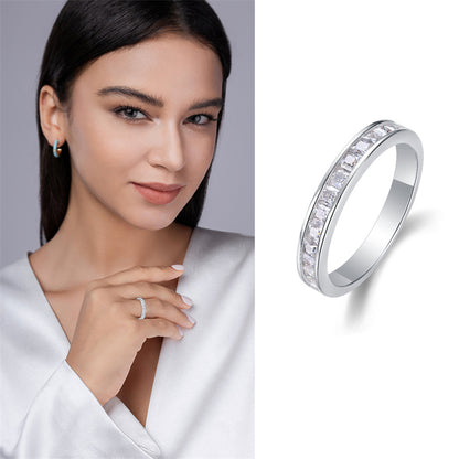 Elegant 925 Silver Square Shape Ring