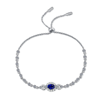 Elegant Botanical Zodiac Bracelet Options: 0.5ct White/Blue Moissanite or 4x6mm Zircon, 5-Layer Rhodium Sterling Silver