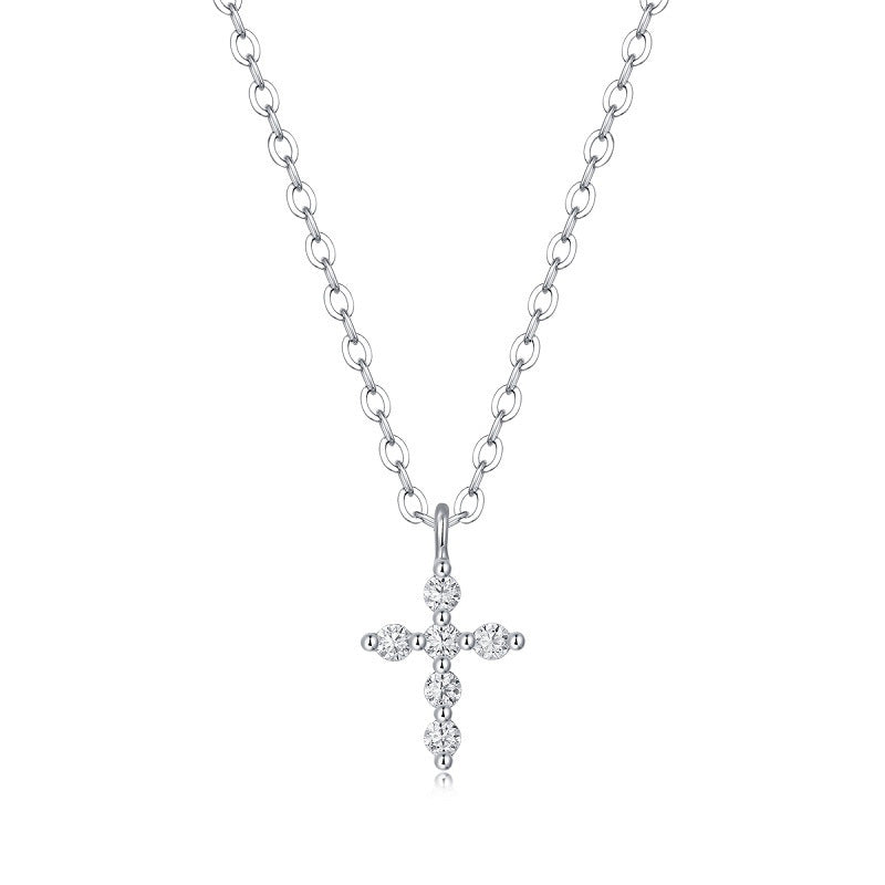 Elegant Cross Geometric Moissanite Pendant Necklace