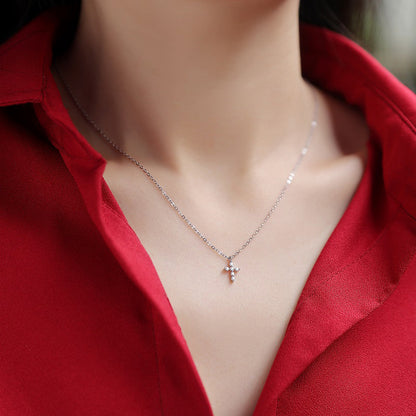 Elegant Cross Geometric Moissanite Pendant Necklace