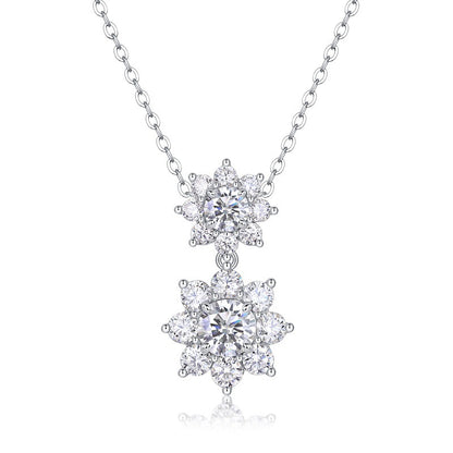 Elegant Floral Pendant Necklace with Moissanite for Women