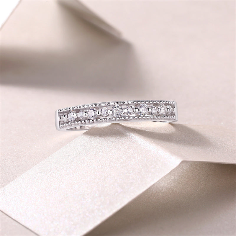 Elegant Geometric Moissanite Ring in 925 Silver for Women
