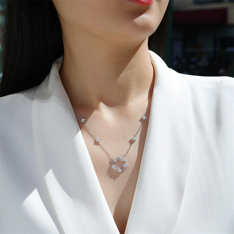 Elegant Geometric Pendant Necklace with Moissanite for Women